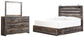 Drystan King Panel Bed with 2 Storage Drawers with Mirrored Dresser at Lee Furniture, NC