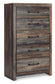 Drystan King Panel Bed with 4 Storage Drawers with Mirrored Dresser, Chest and 2 Nightstands at Lee Furniture, NC