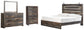 Drystan King Panel Bed with Mirrored Dresser and Chest at Lee Furniture, NC