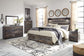 Drystan King Panel Bed with Storage with Mirrored Dresser, Chest and Nightstand at Lee Furniture, NC