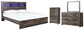 Drystan King Panel Bookcase Bed with Mirrored Dresser and Chest at Lee Furniture, NC