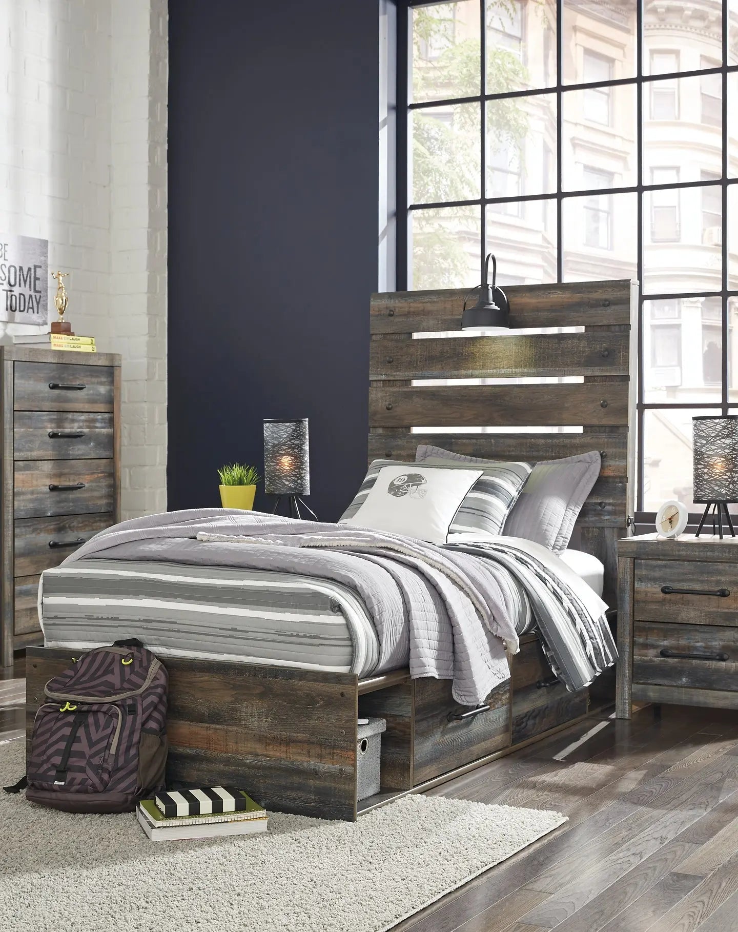 Drystan Panel Bed With 2 Storage Drawers at Lee Furniture, NC