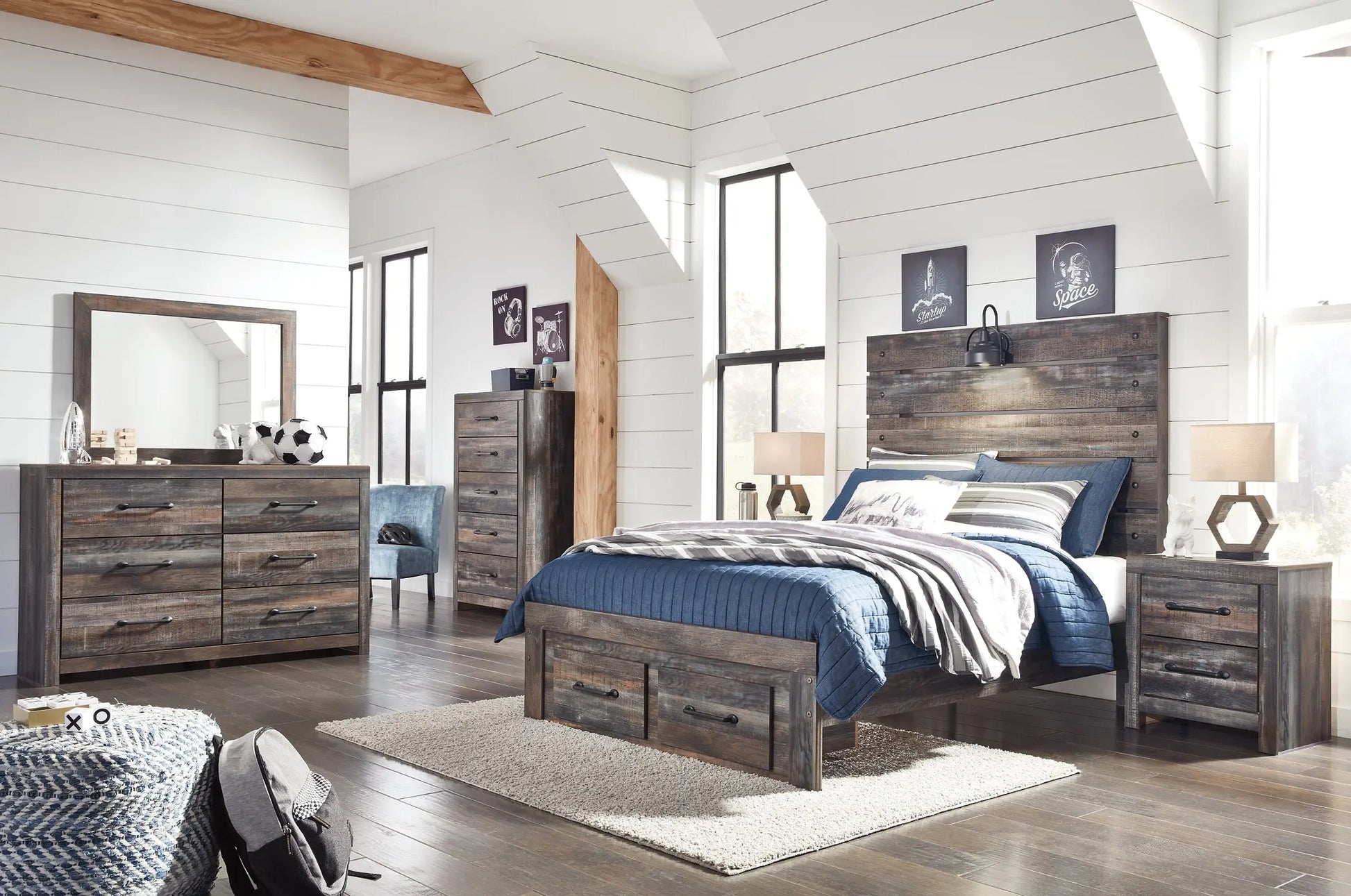 Drystan Panel Bed With 2 Storage Drawers at Lee Furniture, NC