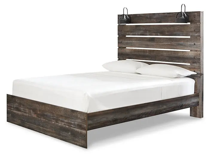 Drystan Panel Bed With Mirrored Dresser And Chest at Lee Furniture, NC