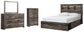 Drystan Queen Bookcase Bed with 2 Storage Drawers with Mirrored Dresser and Chest at Lee Furniture, NC