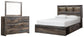 Drystan Queen Bookcase Bed with 2 Storage Drawers with Mirrored Dresser at Lee Furniture, NC