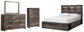 Drystan Queen Bookcase Bed with 4 Storage Drawers with Mirrored Dresser and Chest at Lee Furniture, NC