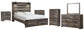 Drystan Queen Panel Bed with 2 Storage Drawers with Mirrored Dresser, Chest and 2 Nightstands at Lee Furniture, NC