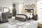 Drystan Queen Panel Bed with 2 Storage Drawers with Mirrored Dresser, Chest and 2 Nightstands at Lee Furniture, NC