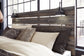 Drystan Queen Panel Bed with 4 Storage Drawers with Mirrored Dresser, Chest and Nightstand at Lee Furniture, NC