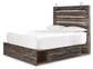 Drystan Queen Panel Bed with 4 Storage Drawers with Mirrored Dresser at Lee Furniture, NC