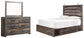 Drystan Queen Panel Bed with 4 Storage Drawers with Mirrored Dresser at Lee Furniture, NC