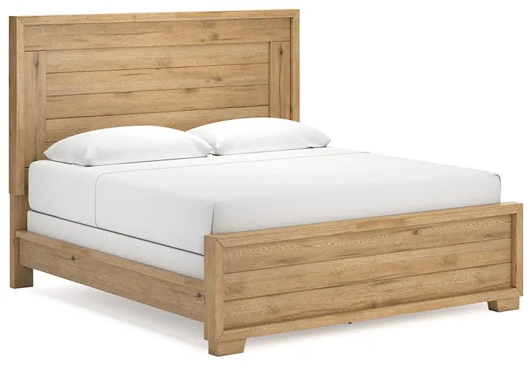 Galliden King Panel Bed with Mirrored Dresser and Nightstand at Lee Furniture, NC