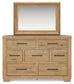 Galliden King Panel Bed with Mirrored Dresser and Nightstand at Lee Furniture, NC