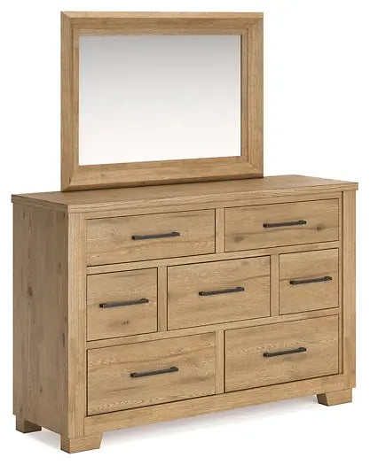 Galliden King Panel Bed with Mirrored Dresser and Nightstand at Lee Furniture, NC