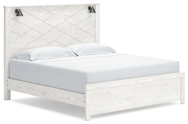 Gerridan King Panel Bed with Mirrored Dresser and Chest at Lee Furniture, NC