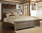 Juararo California King Panel Bed with Mirrored Dresser, Chest and 2 Nightstands at Lee Furniture, NC