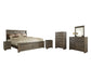 Juararo California King Panel Bed with Mirrored Dresser, Chest and 2 Nightstands at Lee Furniture, NC