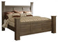 Juararo California King Poster Bed with Mirrored Dresser, Chest and 2 Nightstands at Lee Furniture, NC