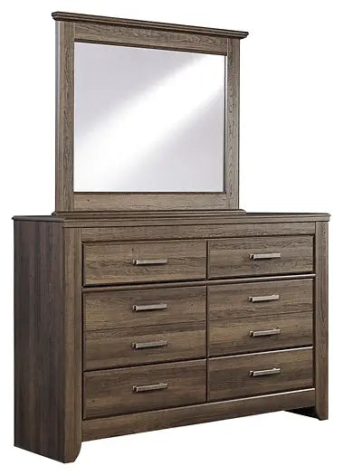 Juararo King Panel Bed with Mirrored Dresser, Chest and 2 Nightstands at Lee Furniture, NC