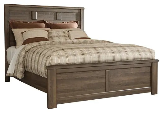 Juararo King Panel Bed with Mirrored Dresser and 2 Nightstands at Lee Furniture, NC