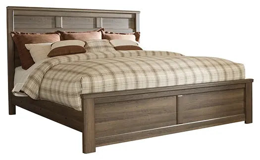Juararo King Panel Bed with Mirrored Dresser and Chest at Lee Furniture, NC