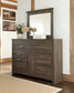 Juararo Queen Panel Headboard with Mirrored Dresser, Chest and 2 Nightstands at Lee Furniture, NC
