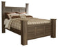Juararo Queen Poster Bed with Mirrored Dresser at Lee Furniture, NC