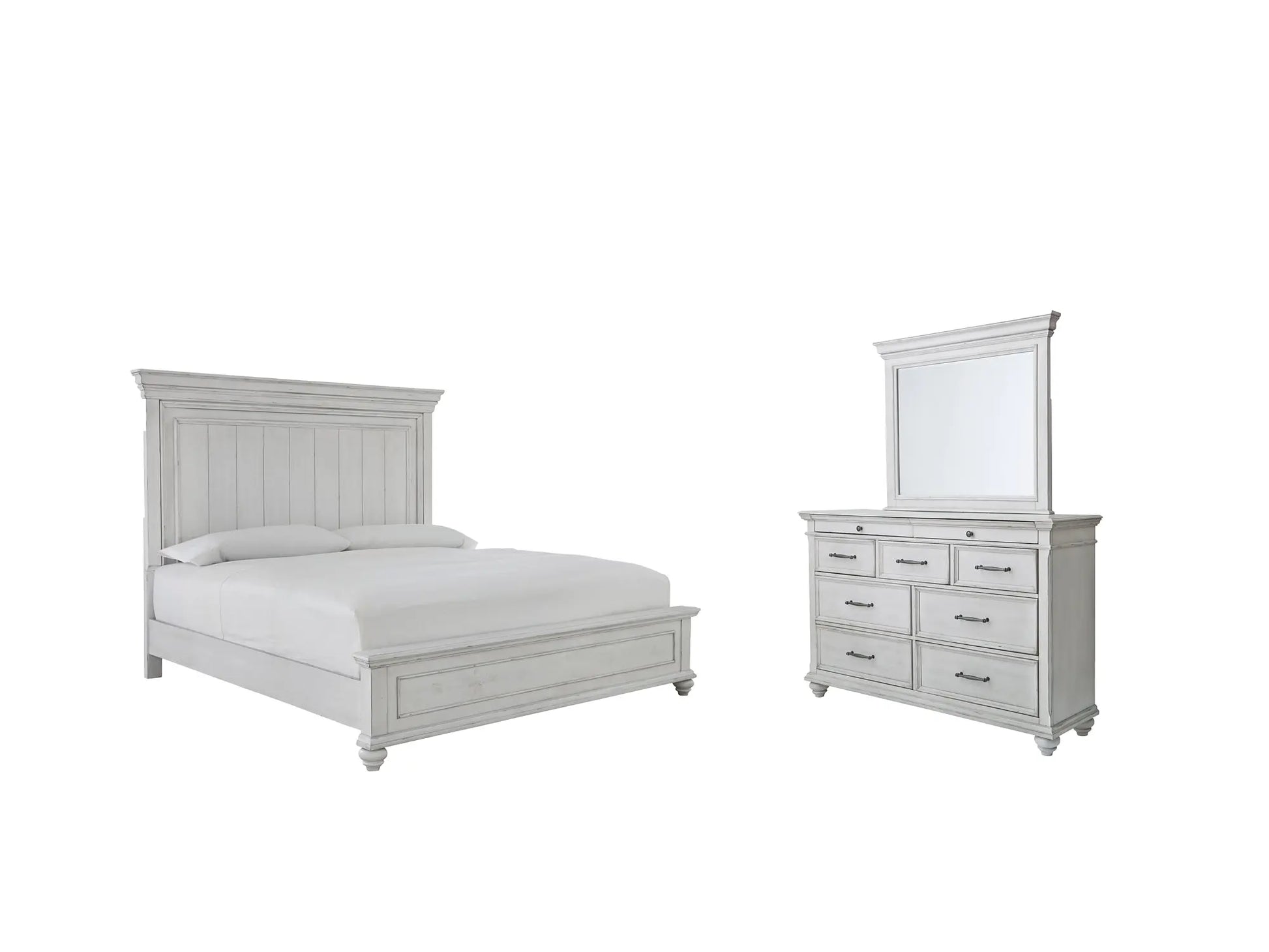 Kanwyn Queen Panel Bed with Mirrored Dresser at Lee Furniture, NC
