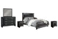 Kaydell King Upholstered Panel Bed with Mirrored Dresser and 2 Nightstands at Lee Furniture, NC