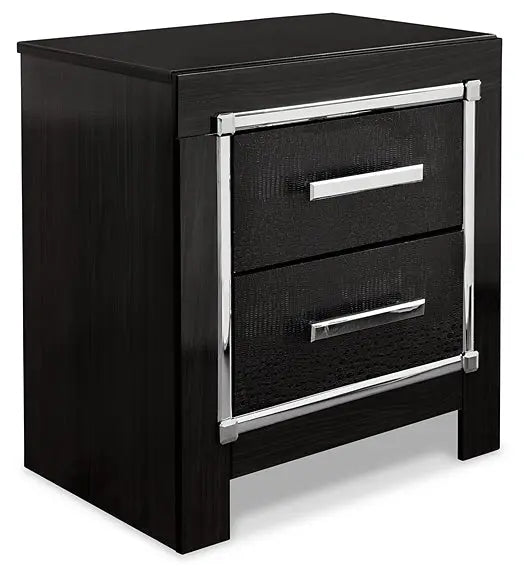 Kaydell Queen/Full Upholstered Panel Headboard with Mirrored Dresser and 2 Nightstands at Lee Furniture, NC