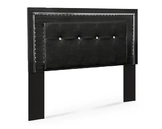 Kaydell Queen/Full Upholstered Panel Headboard with Mirrored Dresser and 2 Nightstands at Lee Furniture, NC