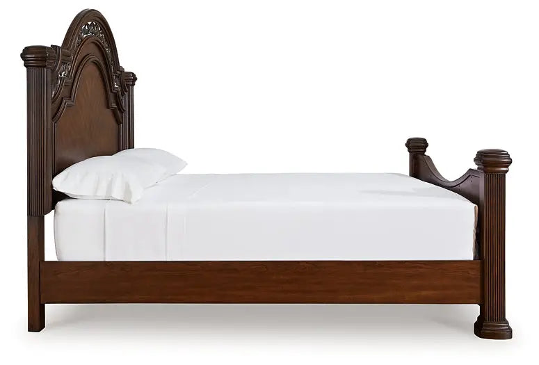 Lavinton Queen Poster Bed with Mirrored Dresser at Lee Furniture, NC