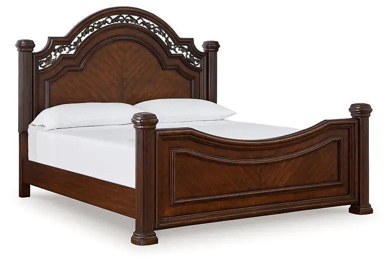 Lavinton Queen Poster Bed with Mirrored Dresser at Lee Furniture, NC