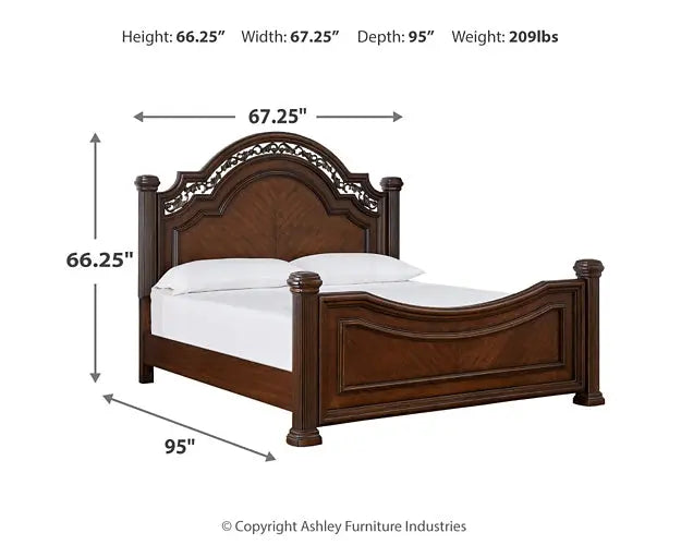 Lavinton Queen Poster Bed with Mirrored Dresser at Lee Furniture, NC