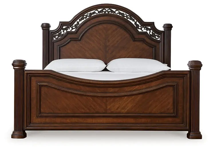 Lavinton Queen Poster Bed with Mirrored Dresser at Lee Furniture, NC