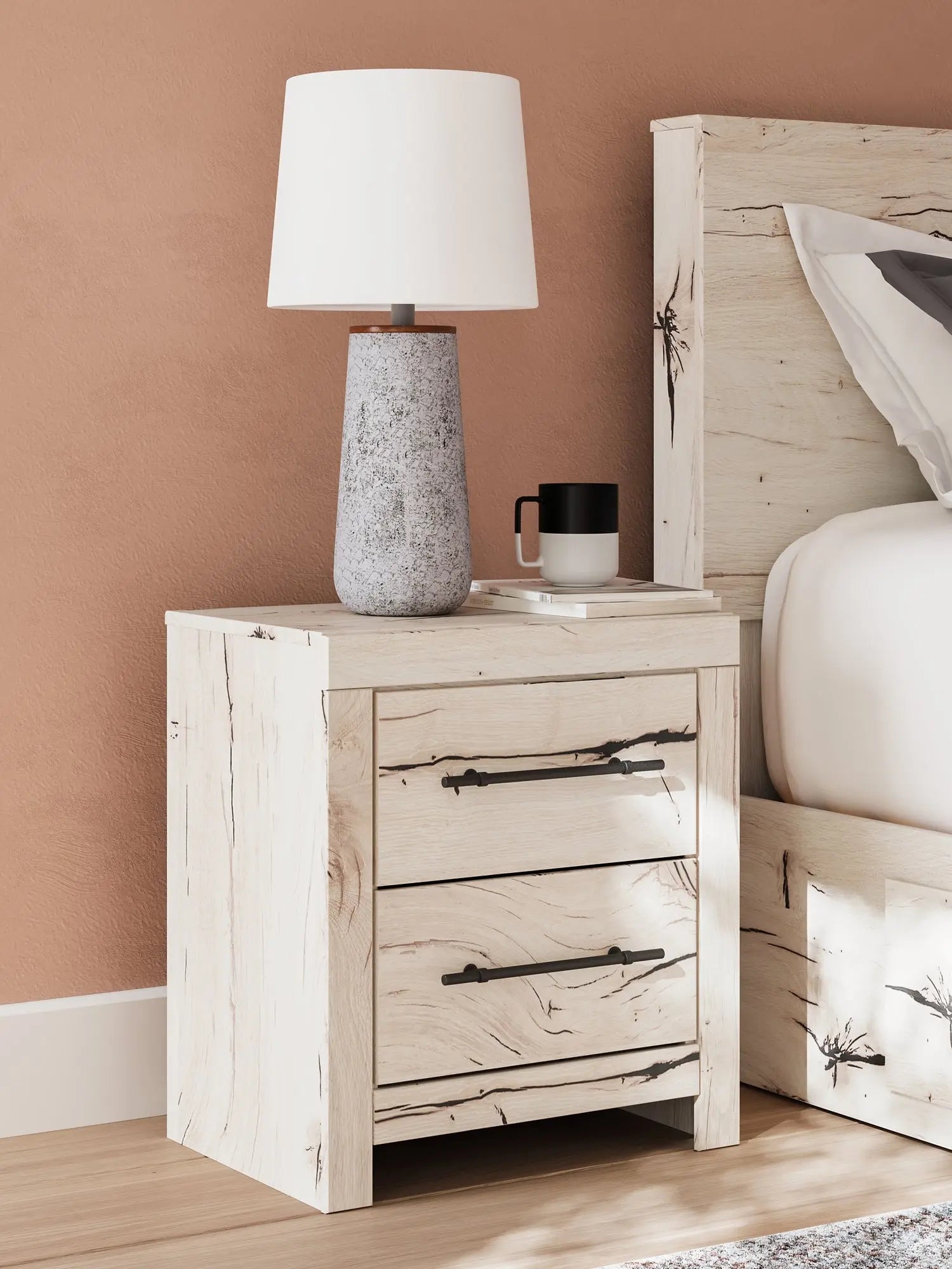 Lawroy King Panel Bed with Mirrored Dresser and Nightstand at Lee Furniture, NC