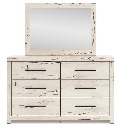 Lawroy King Panel Bed with Mirrored Dresser and Nightstand at Lee Furniture, NC
