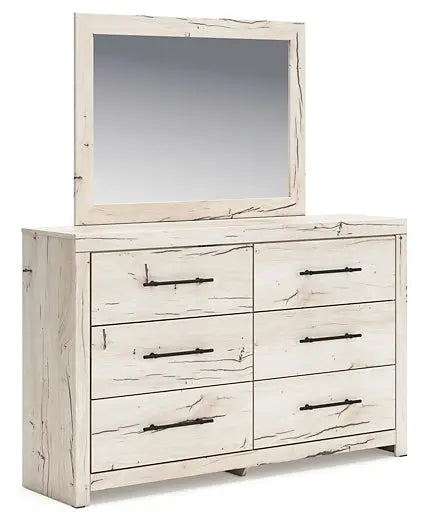 Lawroy King Panel Bed with Mirrored Dresser and Nightstand at Lee Furniture, NC