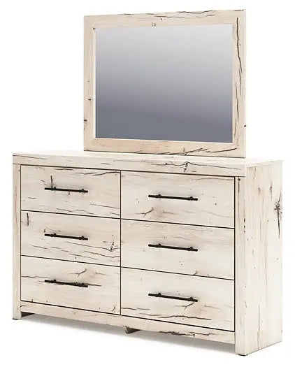 Lawroy King Panel Bed with Mirrored Dresser and Nightstand at Lee Furniture, NC