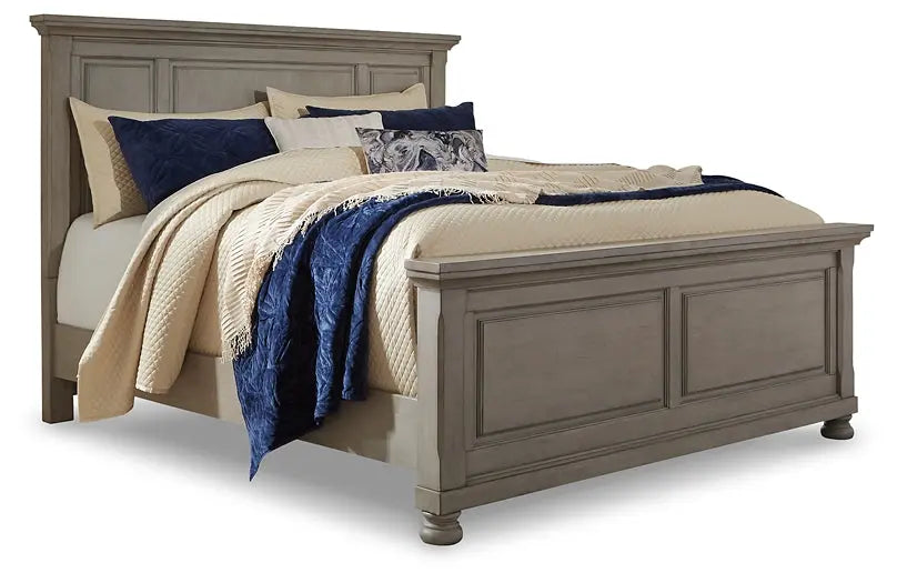Lettner California King Panel Bed with Mirrored Dresser and Chest at Lee Furniture, NC