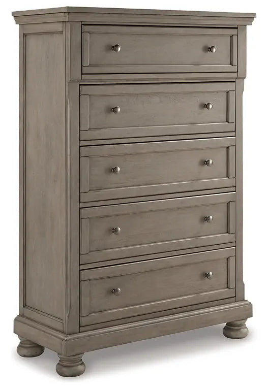 Lettner King Sleigh Bed with 2 Storage Drawers with Mirrored Dresser and Chest at Lee Furniture, NC