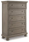 Lettner King Sleigh Bed with 2 Storage Drawers with Mirrored Dresser and Chest at Lee Furniture, NC