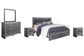 Lodanna King Panel Bed with 2 Storage Drawers with Mirrored Dresser and 2 Nightstands at Lee Furniture, NC