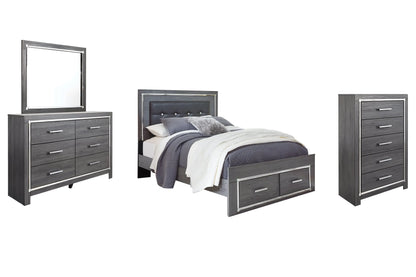 Lodanna Panel Bed With 2 Storage Drawers With Mirrored Dresser And Chest at Lee Furniture, NC