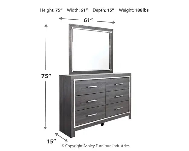 Lodanna Panel Bed With 2 Storage Drawers With Mirrored Dresser at Lee Furniture, NC
