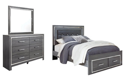 Lodanna Panel Bed With 2 Storage Drawers With Mirrored Dresser at Lee Furniture, NC