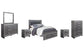 Lodanna Queen Panel Bed with 2 Storage Drawers with Mirrored Dresser, Chest and 2 Nightstands at Lee Furniture, NC