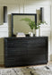 Londer California King Panel Bed with Mirrored Dresser, Chest and 2 Nightstands at Lee Furniture, NC