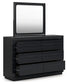 Londer California King Panel Bed with Mirrored Dresser, Chest and 2 Nightstands at Lee Furniture, NC